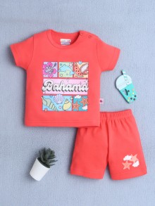 BUMZEE Coral Baby Girls Half Sleeves T-Shirt & Short Set