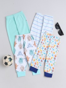 BUMZEE Mint Green & White Full Length Boys Pyjamas Pack Of 4