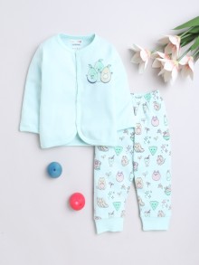 BUMZEE Mint Green Baby Girls Full Sleeves Jabla & Pyjama Set