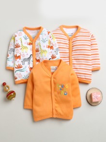 BUMZEE Orange & White Boys Full Sleeves Cotton Jablas Pack Of 3