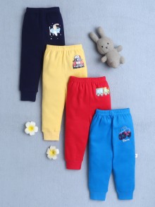 BUMZEE Yellow & Red Full Length Boys Cotton Pyjamas Pack Of 4