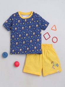 BUMZEE Navy & Yellow Boys Half Sleeves T-Shirt & Short Set