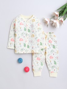 BUMZEE Cream Baby Girls Full Sleeves Jabla & Pyjama Set