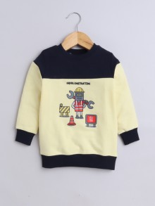 BUMZEE Yellow & Navy Boys Full Sleeves Cotton Sweatshirt