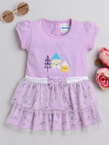 BUMZEE Lavender Girls Cap Sleeves Cotton Frock