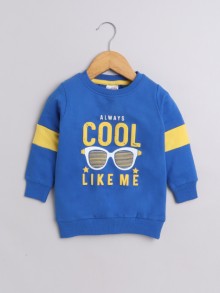 BUMZEE Royal Blue Boys Full Sleeves Cotton Sweatshirt