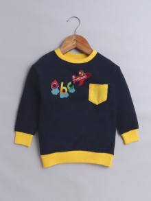 BUMZEE Navy Boys Full Sleeves Cotton Sweatshirt