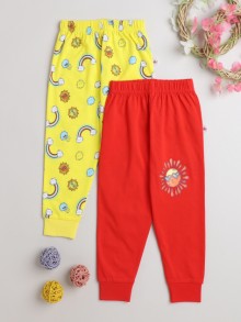 BUMZEE Red & Yellow Full Length Boys Pyjamas Pack Of 2