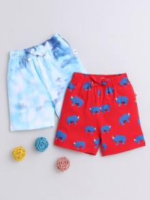 BUMZEE Blue & Red Boys Shorts Pack Of 2