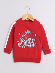 BUMZEE Red Girls Full Sleeves Cotton Sweatshirt