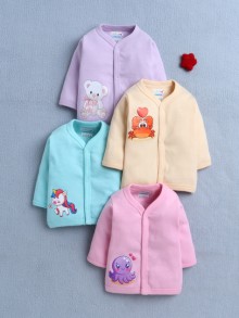 BUMZEE Pink & Lavender Girls Full Sleeves Cotton Jablas Pack Of 4
