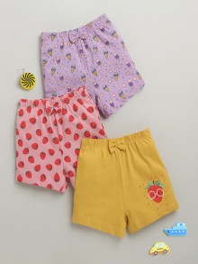 BUMZEE Pink & Lavender Girls Shorts Pack Of 3