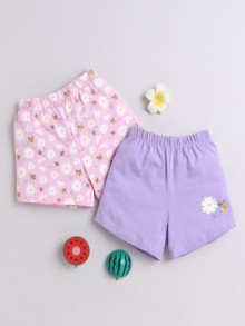 BUMZEE Pink & Lavender Girls Shorts Pack Of 2