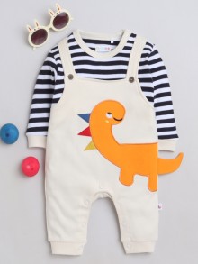 BUMZEE Beige & Navy Boys Full Sleeves Fashion Trendy Sleepsuit