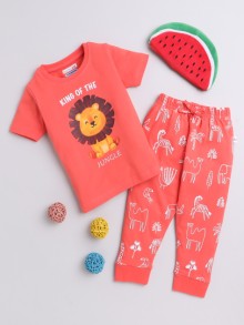 BUMZEE Coral Boys Half Sleeves T-Shirt & Pyjama Set