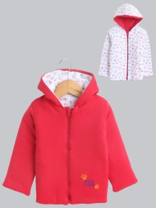 BUMZEE Red & White Baby Boys Full Sleeves Cotton Reversible Padded Jacket