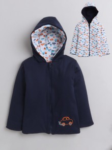 BUMZEE Navy & White Baby Boys Full Sleeves Reversible Jacket