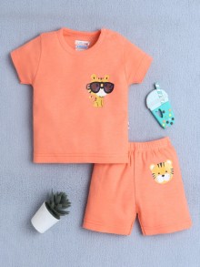 BUMZEE Orange Baby Boys Half Sleeves T-Shirt & Short Set