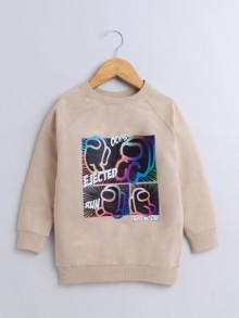 BUMZEE Beige Boys Full Sleeves Cotton Sweatshirt