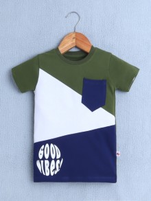 BUMZEE Military Green Boys Half Sleeves T-Shirt
