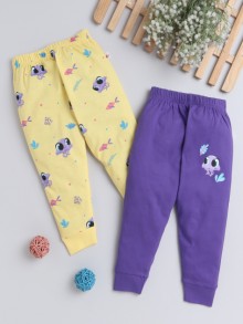 BUMZEE Yellow & Lavender Full Length Girls Pyjamas Pack Of 2