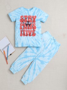 BUMZEE Sky Blue Boys Half Sleeves T-Shirt & Pyjama Set