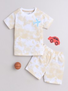 BUMZEE White & Yellow Boys Half Sleeves T-Shirt & Short Set