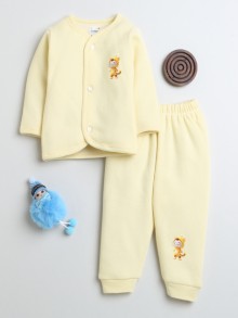 BUMZEE Yellow Boys Full Sleeves Fleece Winter Wear Set