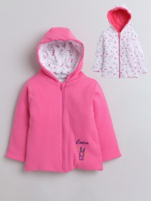 BUMZEE Pink & White Baby Girls Full Sleeves Reversible Jacket