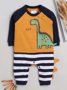 BUMZEE Navy & Mustard Boys Full Sleeves Fashion Trendy Sleepsuit