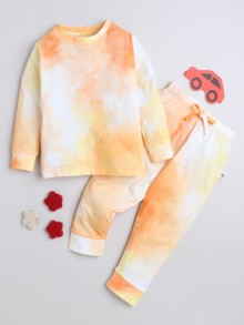 BUMZEE Orange Boys Full Sleeves T-Shirt & Pyjama Set