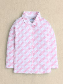 BUMZEE White & Pink Girls Full Sleeves Cotton Night Suit