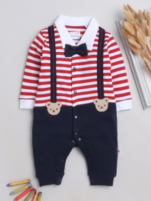 BUMZEE Navy & Red Boys Full Sleeves Fashion Trendy Sleepsuit