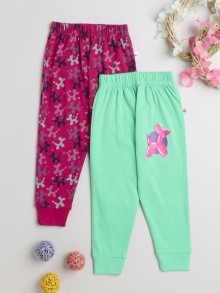 BUMZEE Maroon & Green Full Length Girls Pyjamas Pack Of 2