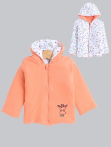 BUMZEE Orange & White Baby Boys Full Sleeves Cotton Reversible Padded Jacket