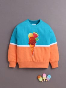 BUMZEE Blue Girls Full Sleeves Cotton Sweatshirt