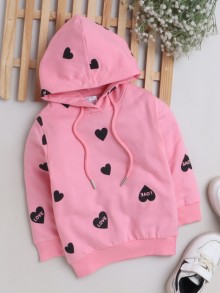 BUMZEE Pink Girls Full Sleeves Hooded Sweatshirt