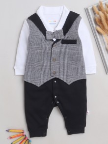 BUMZEE Black & White Boys Full Sleeves Formal Trendy Sleepsuit