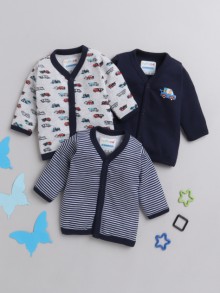 BUMZEE Navy & Grey Boys Full Sleeves Jablas Pack Of 3