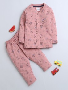 BUMZEE O.Pink Baby Boys Full Sleeves Jabla & Pyjama Set