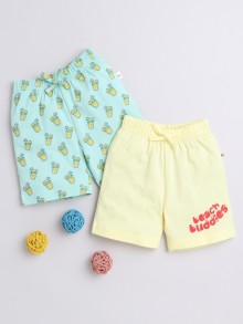 BUMZEE Mint & Yellow Boys Shorts Pack Of 2