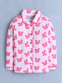 BUMZEE Pink Girls Full Sleeves Cotton Night Suit