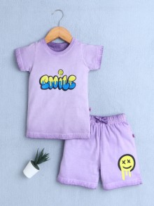 BUMZEE Lavender Boys Half Sleeves T-Shirt & Short Set