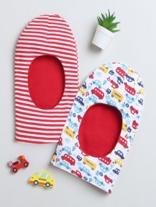 BUMZEE Red & White Boys Cotton Reversible Monkey Cap Pack Of 2