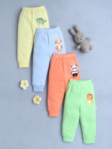 BUMZEE Orange & Green Full Length Boys Cotton Pyjamas Pack Of 4