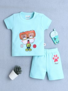 BUMZEE Mint Green Baby Boys Half Sleeves T-Shirt & Short Set