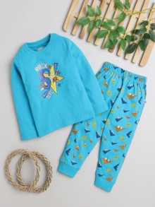 BUMZEE Blue Boys Full Sleeves T-Shirt & Pyjama Set