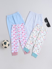 BUMZEE White & Off White Full Length Girls Pyjamas Pack Of 4