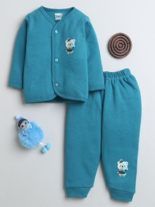 BUMZEE Morpho Blue Boys Full Sleeves Fleece Winter Wear Set