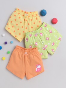 BUMZEE Yellow & Orange Girls Shorts Pack Of 3